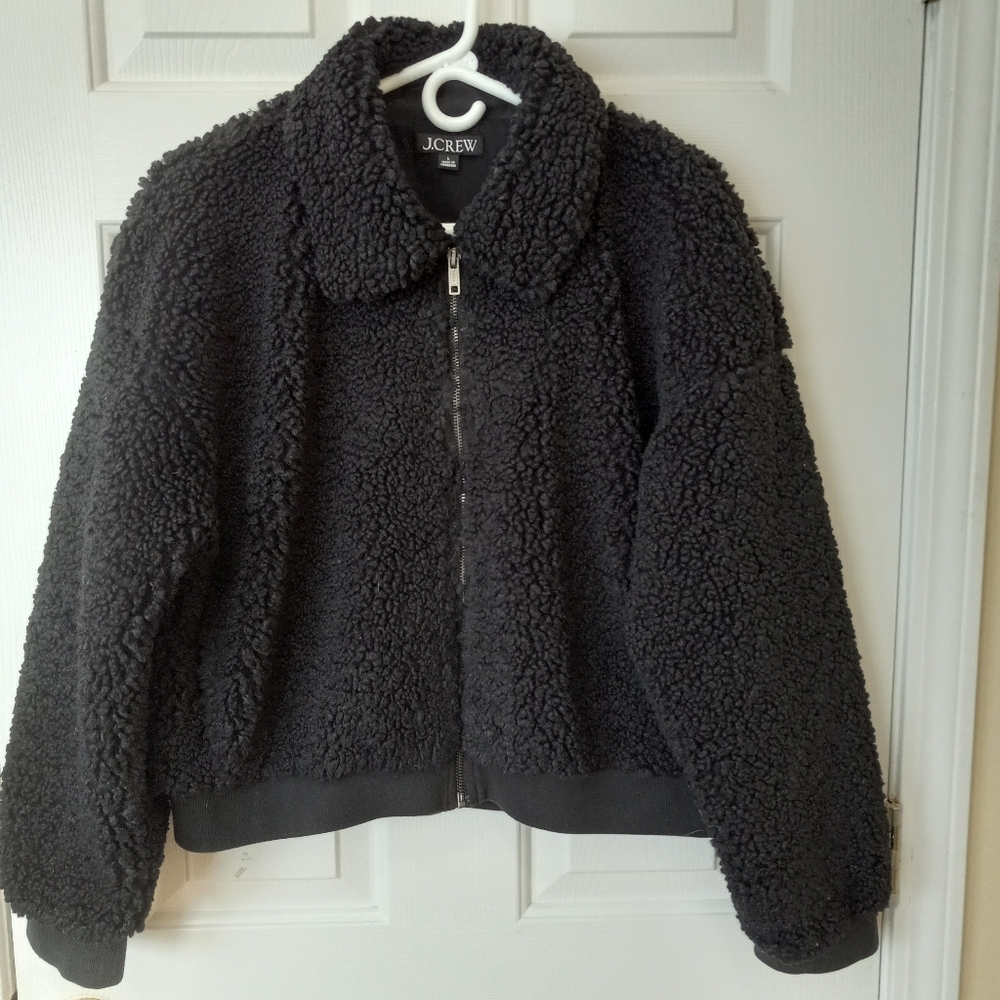 J. CREW  Womens Vlack zip Teddy Faux Fur Jacket Casual Everyday Size L